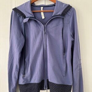 Lululemon hoodie, purple with navy polka dot trim, size 10